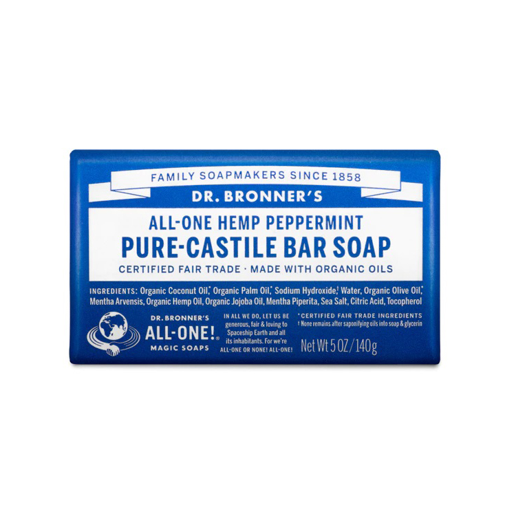 Dr Bronners Peppermint Pure Castile Soap Bar 140g